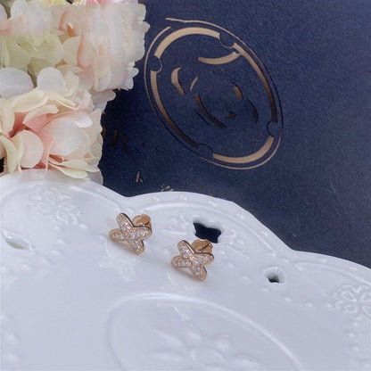 [Elara]JEUX DE ROSE GOLD DIAMOND EARRINGS