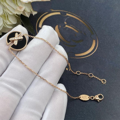 [Elara]JEUX DE BRACELET ONYX ROSE GOLD DIAMOND