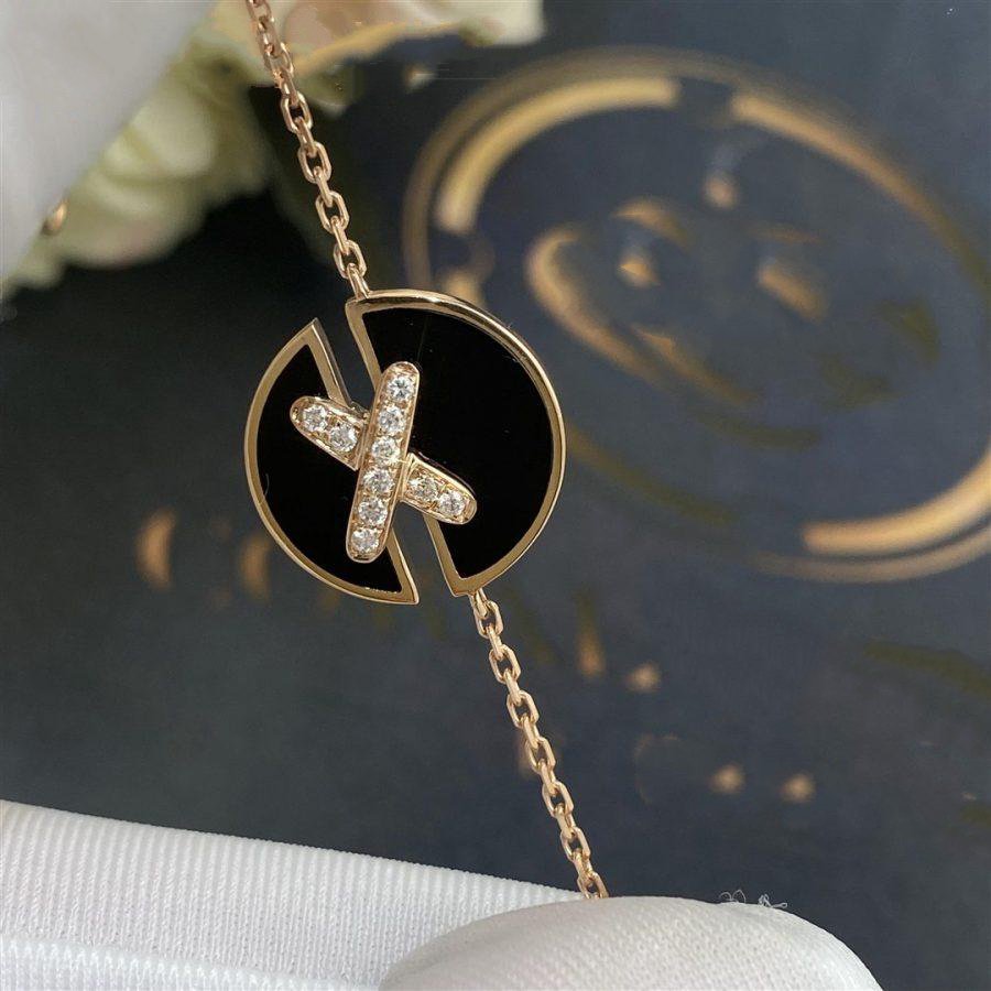 [Elara]JEUX DE BRACELET ONYX ROSE GOLD DIAMOND