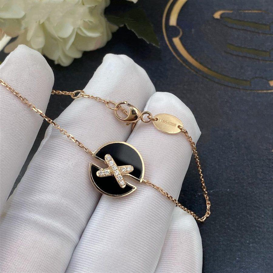 [Elara]JEUX DE BRACELET ONYX ROSE GOLD DIAMOND