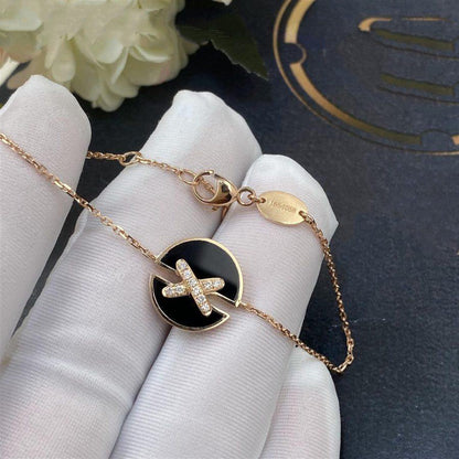 [Elara]JEUX DE BRACELET ONYX ROSE GOLD DIAMOND