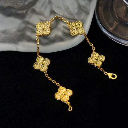 [Elara]LUCKY CLOVER 5-MOTIF BRACELET - BRONZING