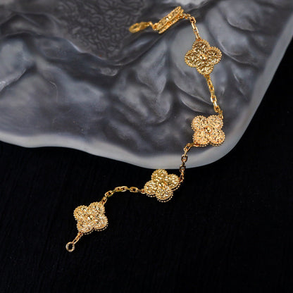 [Elara]LUCKY CLOVER 5-MOTIF BRACELET - BRONZING