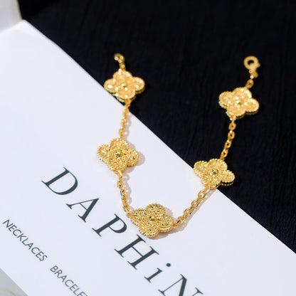 [Elara]LUCKY CLOVER 5-MOTIF BRACELET - BRONZING