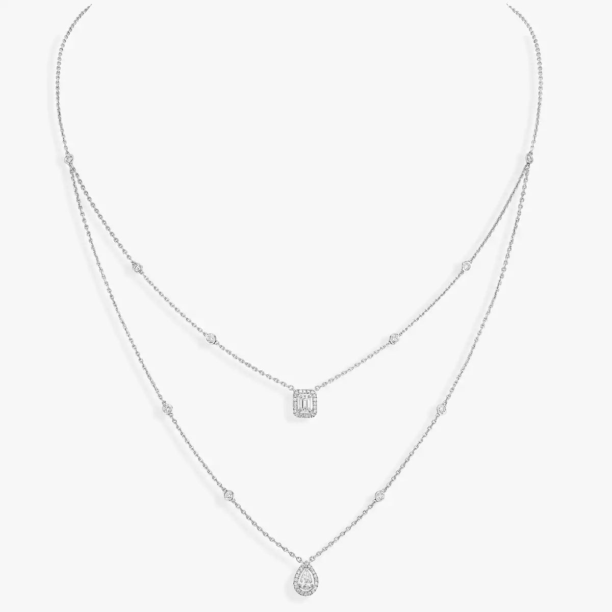 [Elara]MY TWIN 2-ROW DIAMOND NECKLACE