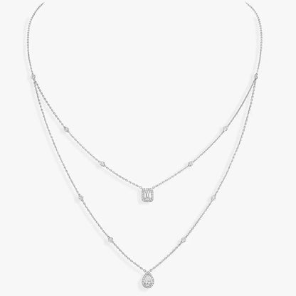[Elara]MY TWIN 2-ROW DIAMOND NECKLACE