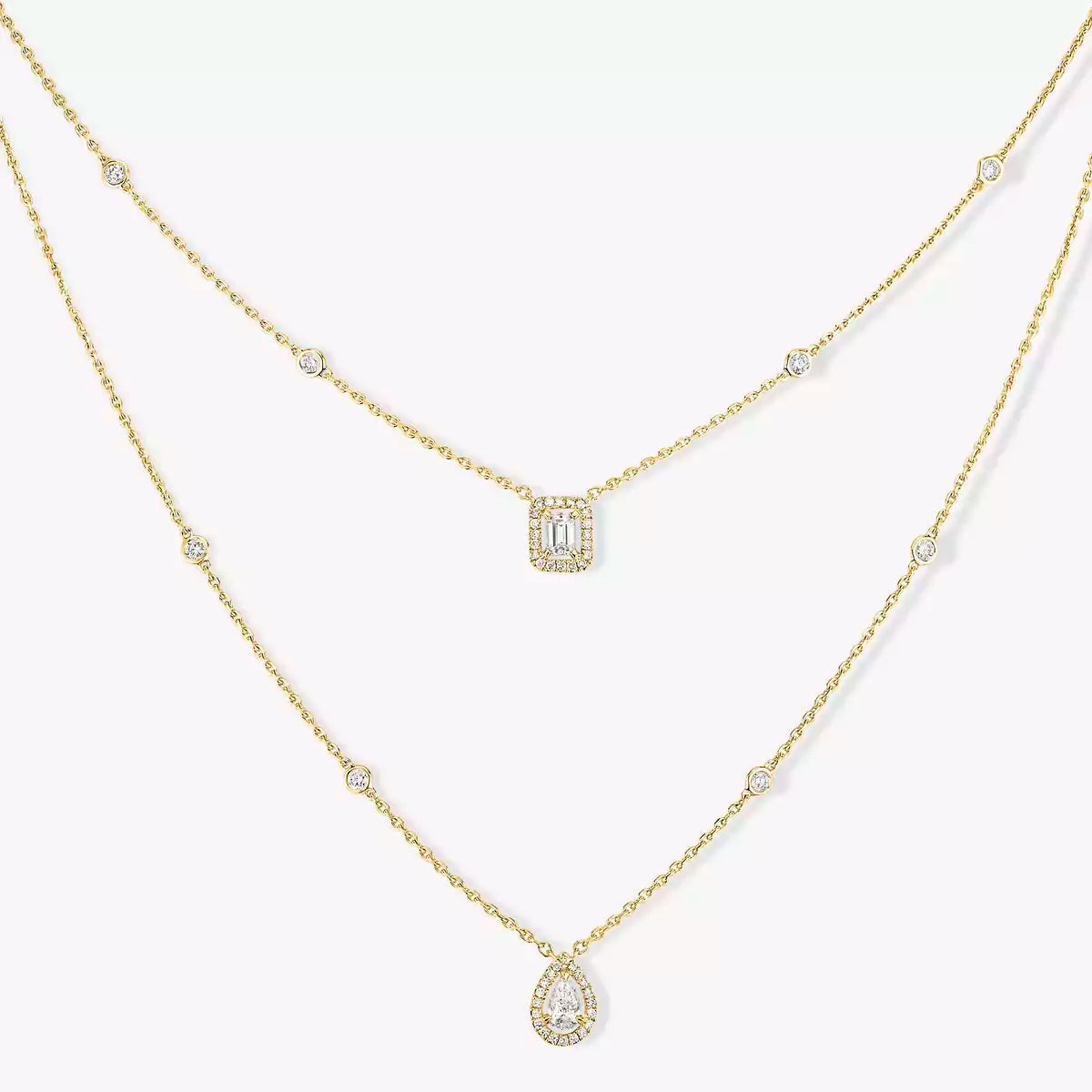 [Elara]MY TWIN 2-ROW DIAMOND NECKLACE