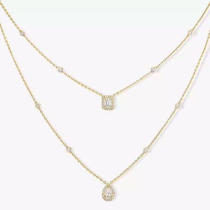 [Elara]MY TWIN 2-ROW DIAMOND NECKLACE