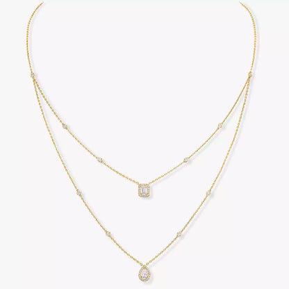 [Elara]MY TWIN 2-ROW DIAMOND NECKLACE