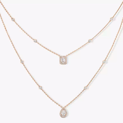 [Elara]MY TWIN 2-ROW DIAMOND NECKLACE