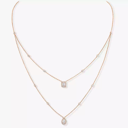 [Elara]MY TWIN 2-ROW DIAMOND NECKLACE
