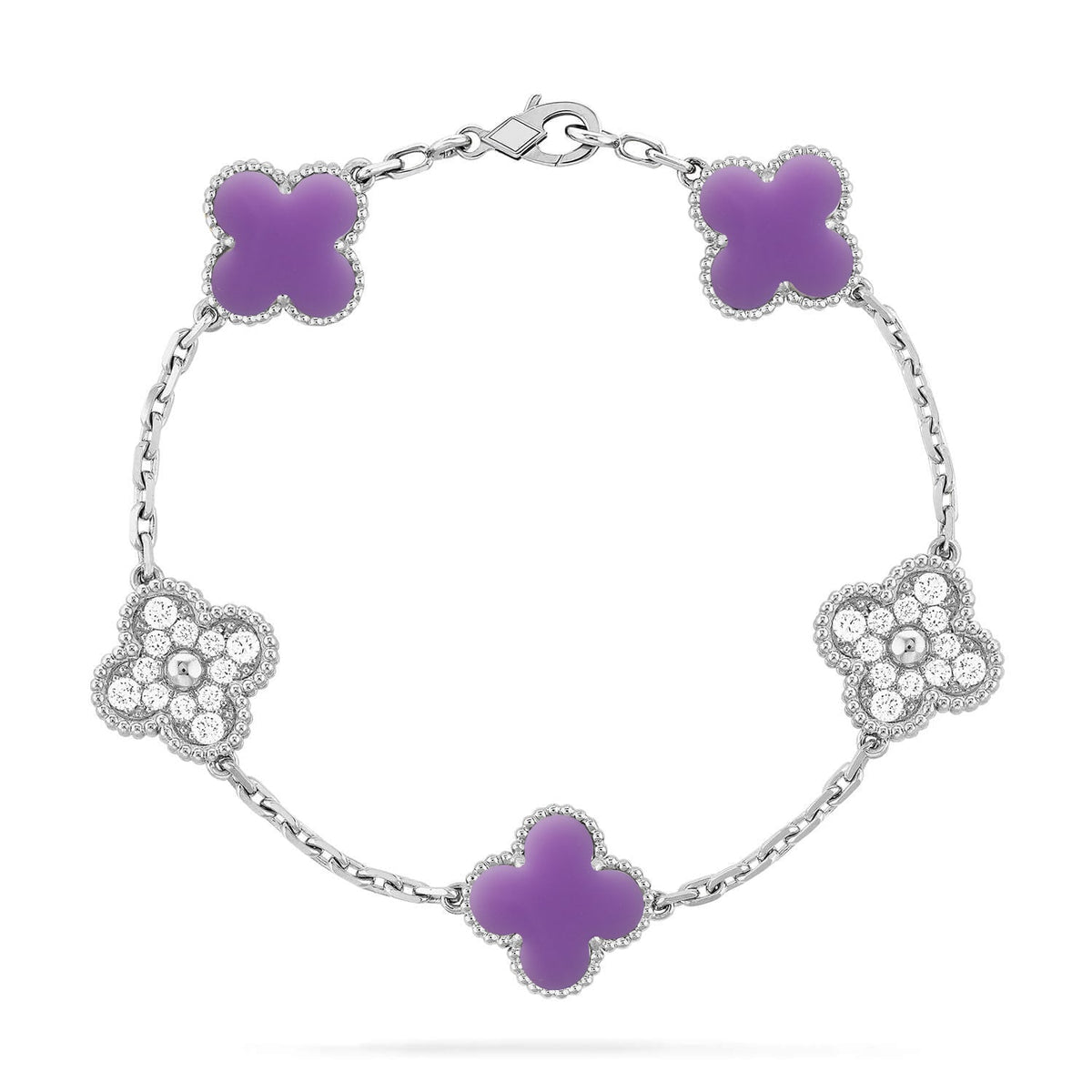[Elara]LUCKY CLOVER 5-MOTIF BRACELET - LAVENDER COLLECTION