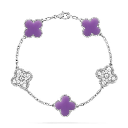 [Elara]LUCKY CLOVER 5-MOTIF BRACELET - LAVENDER COLLECTION