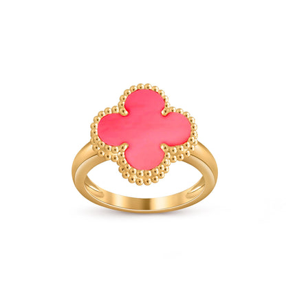 [Elara]LUCKY CLOVER VINTAGE GOLD RING COLLECTION