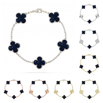 [Elara]LUCKY CLOVER 5-MOTIF BRACELET - PIETERSITE COLLECTION