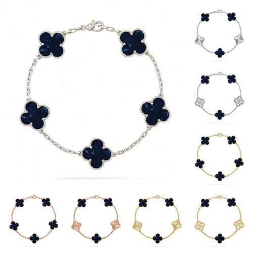 [Elara]LUCKY CLOVER 5-MOTIF BRACELET - PIETERSITE COLLECTION