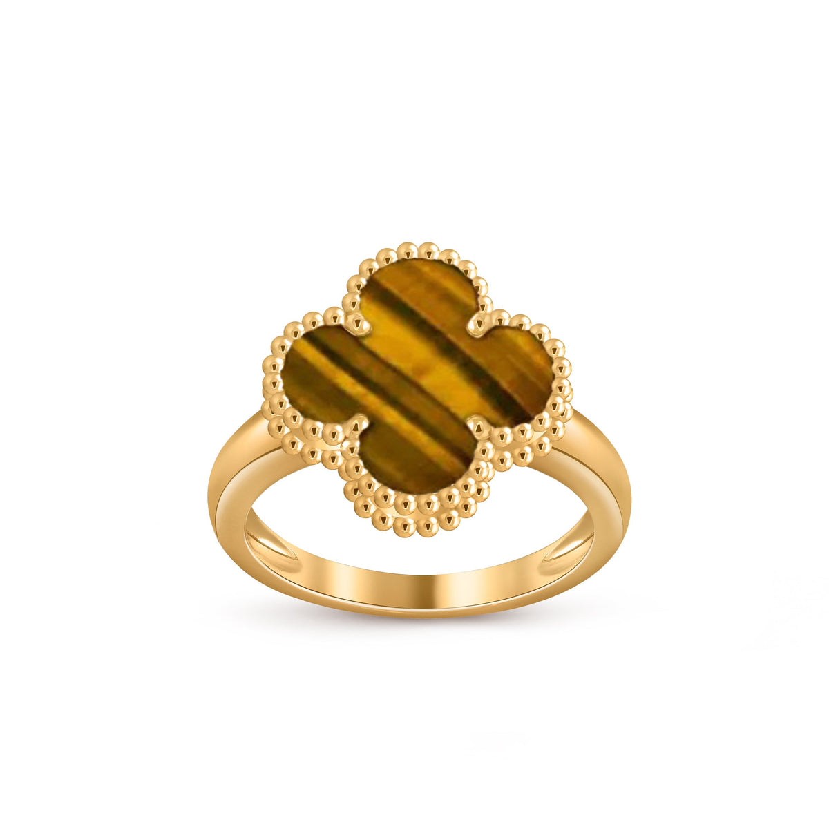 [Elara]LUCKY CLOVER VINTAGE GOLD RING COLLECTION