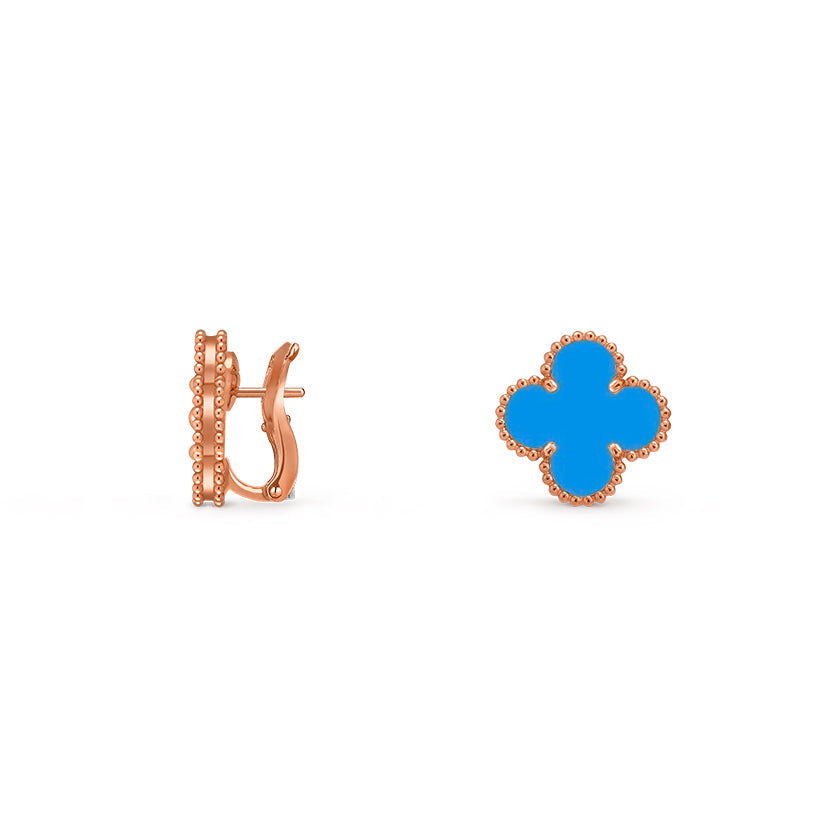 [Elara]15MM CLOVER FLOWER STUD EARRINGS ROSE GOLD COLLECTION