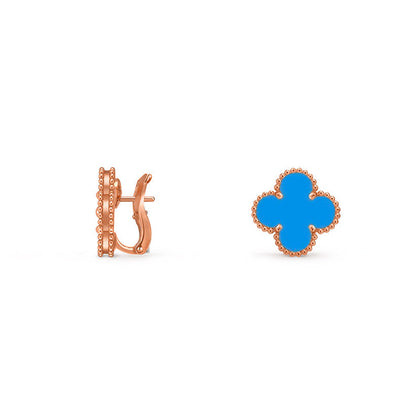 [Elara]15MM CLOVER FLOWER STUD EARRINGS ROSE GOLD COLLECTION