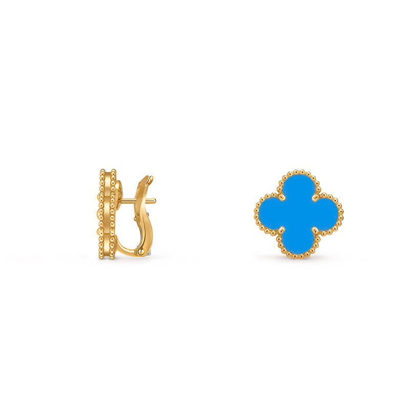 [Elara]15MM CLOVER FLOWER STUD EARRINGS GOLD COLLECTION