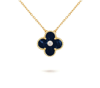 [Elara]15MM CLOVER FLOWER DIAMOND PENDANT NECKLACE COLLECTION