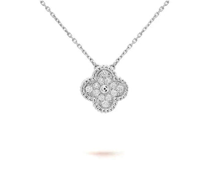 [Elara]15MM KLEEBLÜTEN-ANHÄNGERKETTE WEISSGOLD-KOLLEKTION