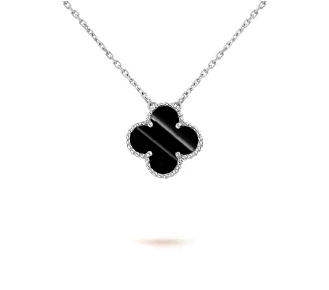 [Elara]15MM KLEEBLÜTEN-ANHÄNGERKETTE WEISSGOLD-KOLLEKTION