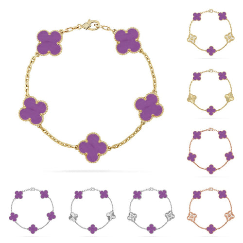 [Elara]GLÜCKSKLEE-ARMBAND MIT 5 MOTIVEN – VIOLETTE KOLLEKTION
