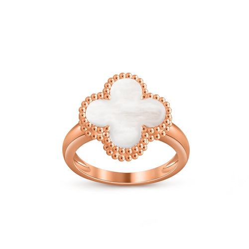 [Elara]LUCKY CLOVER VINTAGE ROSE GOLD RING COLLECTION