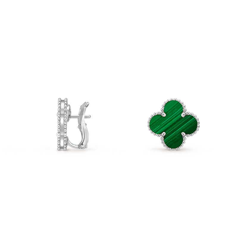 [Elara]15MM CLOVER FLOWER STUD EARRINGS WHITE GOLD COLLECTION