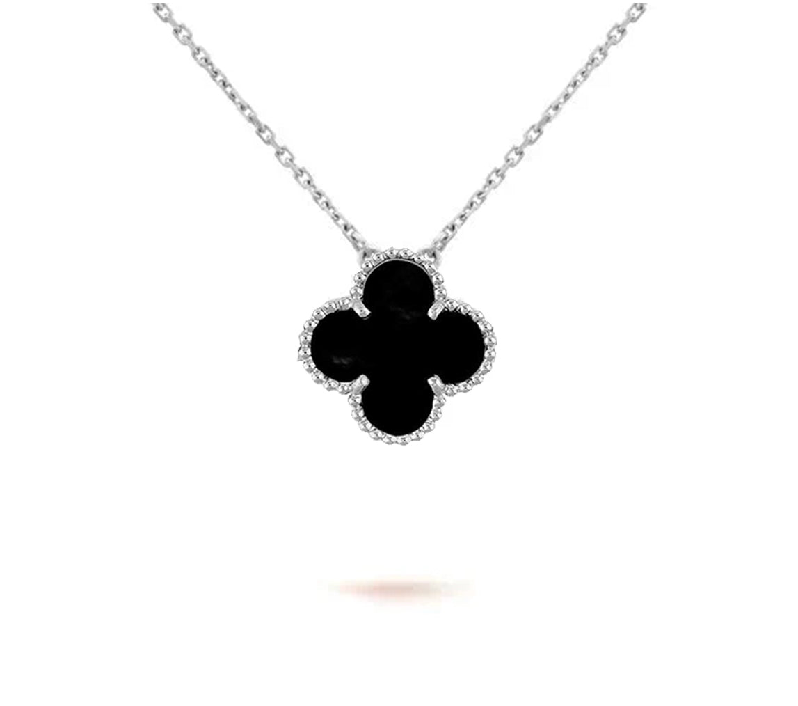[Elara]15MM KLEEBLÜTEN-ANHÄNGERKETTE WEISSGOLD-KOLLEKTION