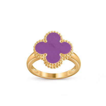 [Elara]LUCKY CLOVER VINTAGE GOLD RING COLLECTION