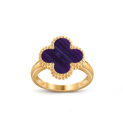 [Elara]LUCKY CLOVER VINTAGE GOLD RING COLLECTION
