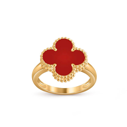 [Elara]LUCKY CLOVER VINTAGE GOLD RING COLLECTION