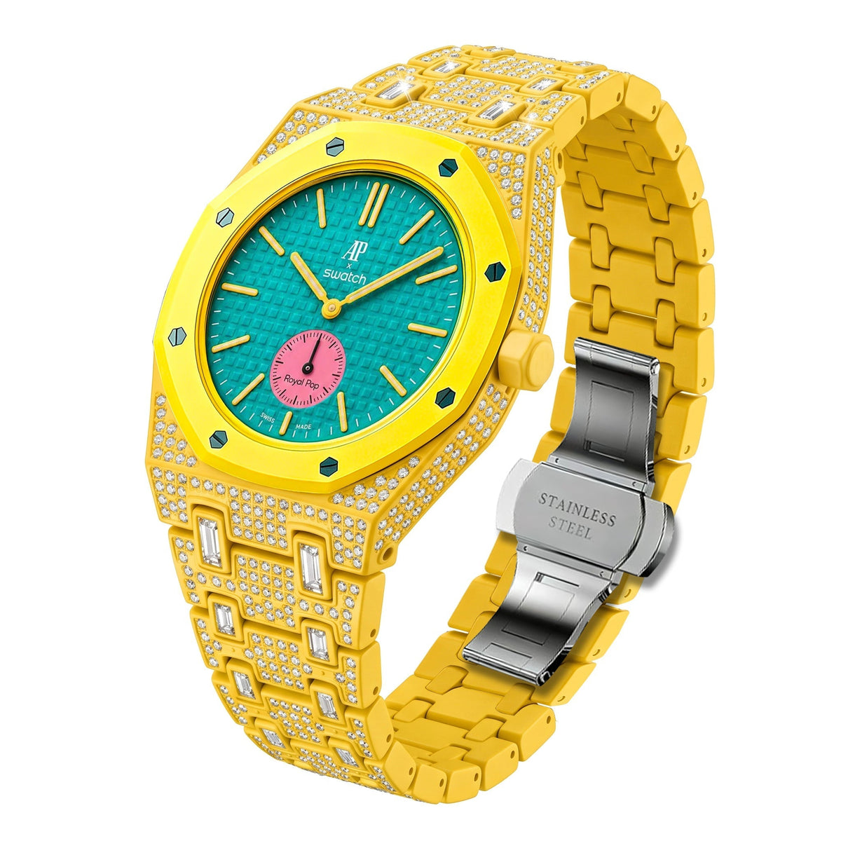 [Elara]Royal Oak Pop Exclusive Bioceramic Case & Bioceramic Strap Full Diamond