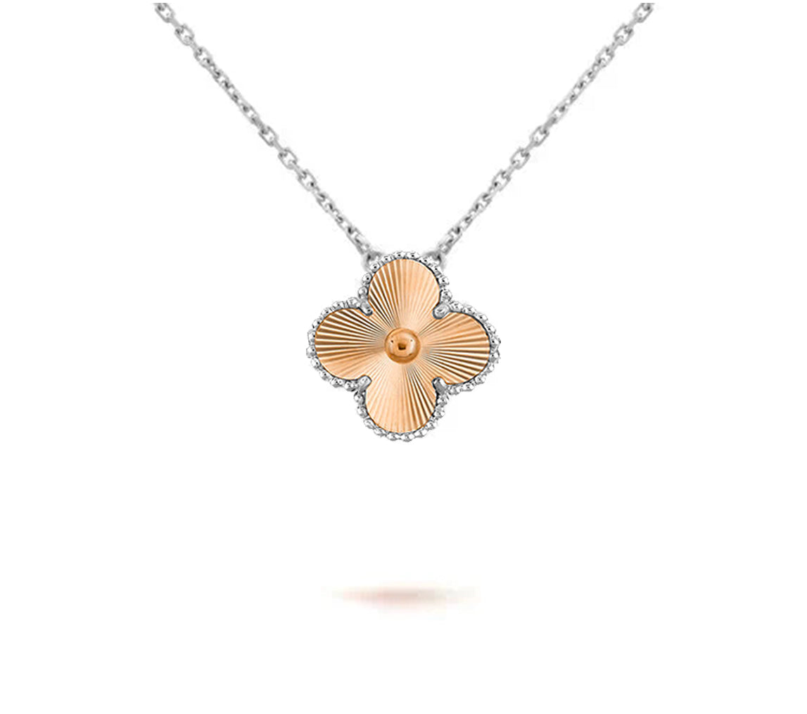 [Elara]15MM KLEEBLÜTEN-ANHÄNGERKETTE WEISSGOLD-KOLLEKTION