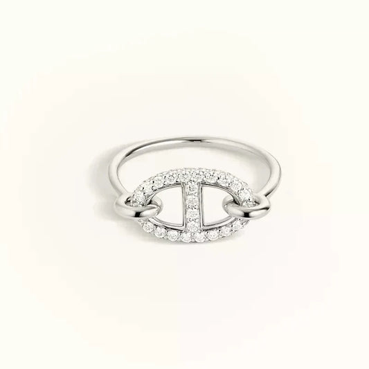 [Elara]RUNDER KLEINER SILBERNER DIAMANTRING