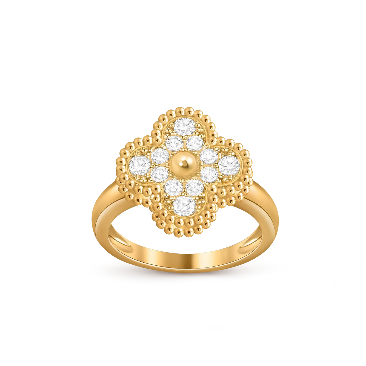 [Elara]LUCKY CLOVER VINTAGE GOLD RING COLLECTION