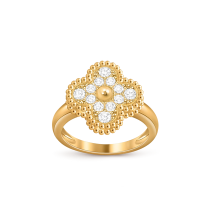 [Elara]LUCKY CLOVER VINTAGE GOLD RING COLLECTION