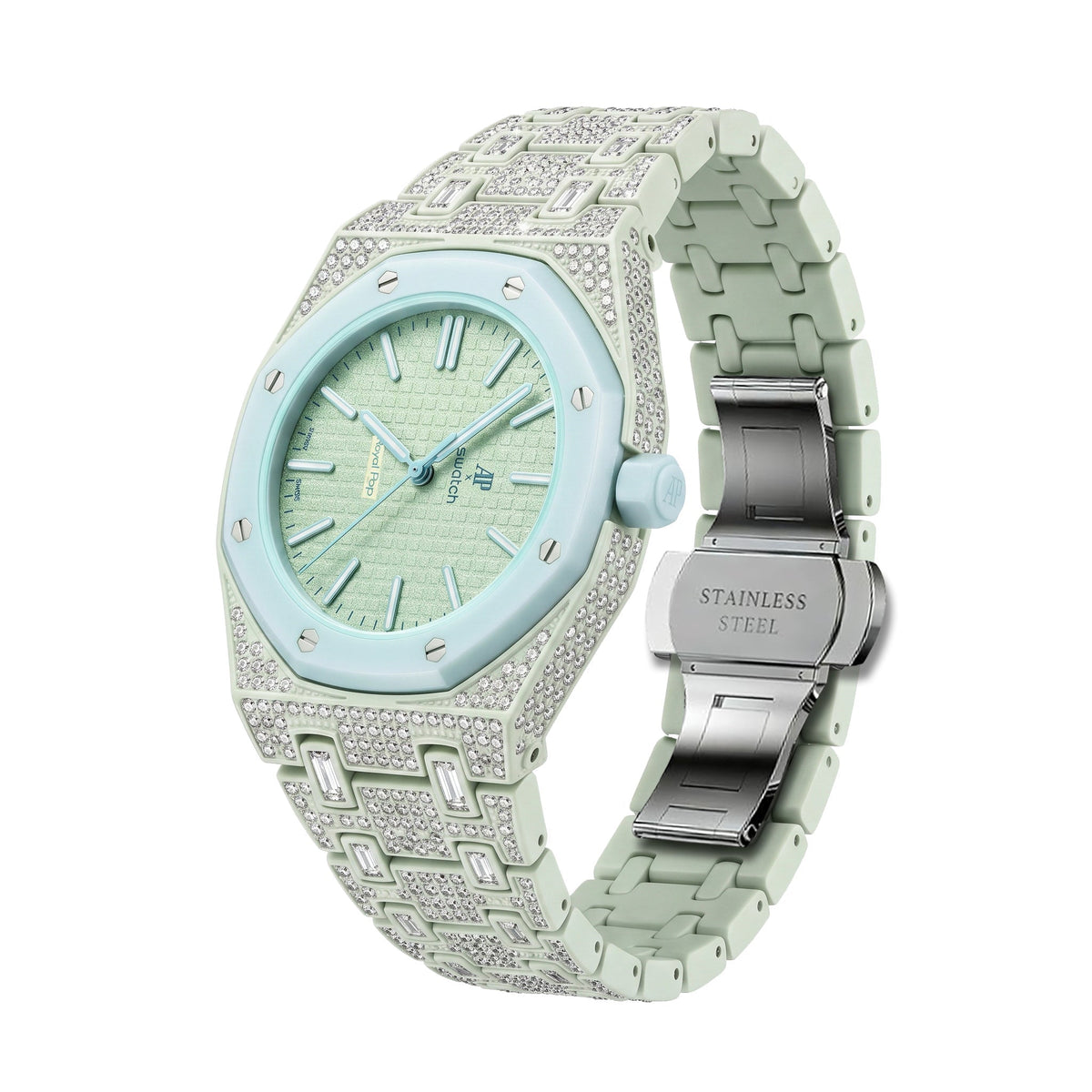[Elara]Royal Oak Pop Exclusive Bioceramic Case & Bioceramic Strap Full Diamond