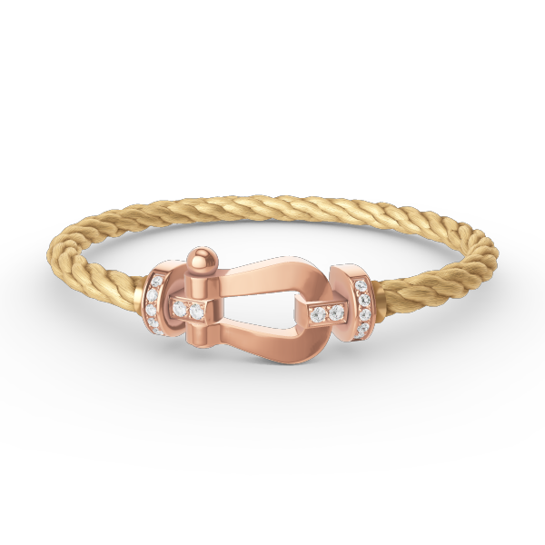 [Elara]GROSSES HUFEISEN HALBDELMANTE ARMBAND - ROSÉGOLD