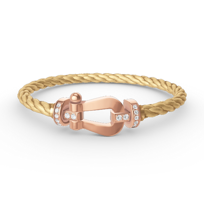 [Elara]GROSSES HUFEISEN HALBDELMANTE ARMBAND - ROSÉGOLD