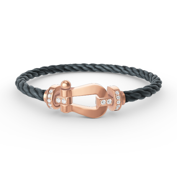 [Elara]GROSSES HUFEISEN HALBDELMANTE ARMBAND - ROSÉGOLD
