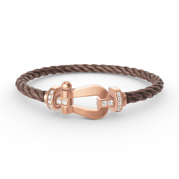 [Elara]GROSSES HUFEISEN HALBDELMANTE ARMBAND - ROSÉGOLD