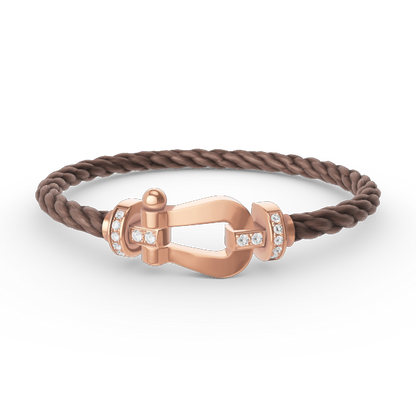 [Elara]GROSSES HUFEISEN HALBDELMANTE ARMBAND - ROSÉGOLD