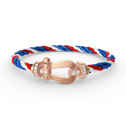 [Elara]GROSSES HUFEISEN HALBDELMANTE ARMBAND - ROSÉGOLD