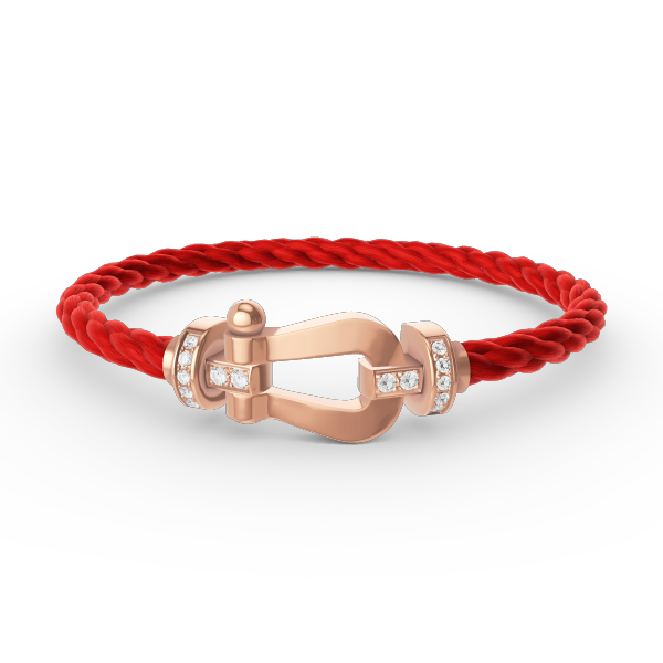 [Elara]GROSSES HUFEISEN HALBDELMANTE ARMBAND - ROSÉGOLD