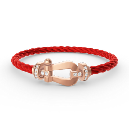 [Elara]GROSSES HUFEISEN HALBDELMANTE ARMBAND - ROSÉGOLD