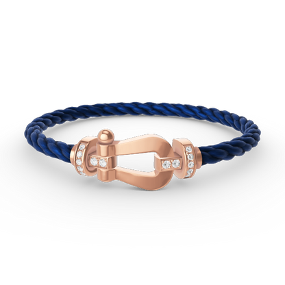 [Elara]GROSSES HUFEISEN HALBDELMANTE ARMBAND - ROSÉGOLD