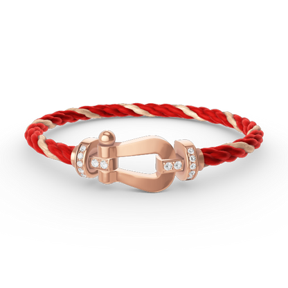 [Elara]GROSSES HUFEISEN HALBDELMANTE ARMBAND - ROSÉGOLD